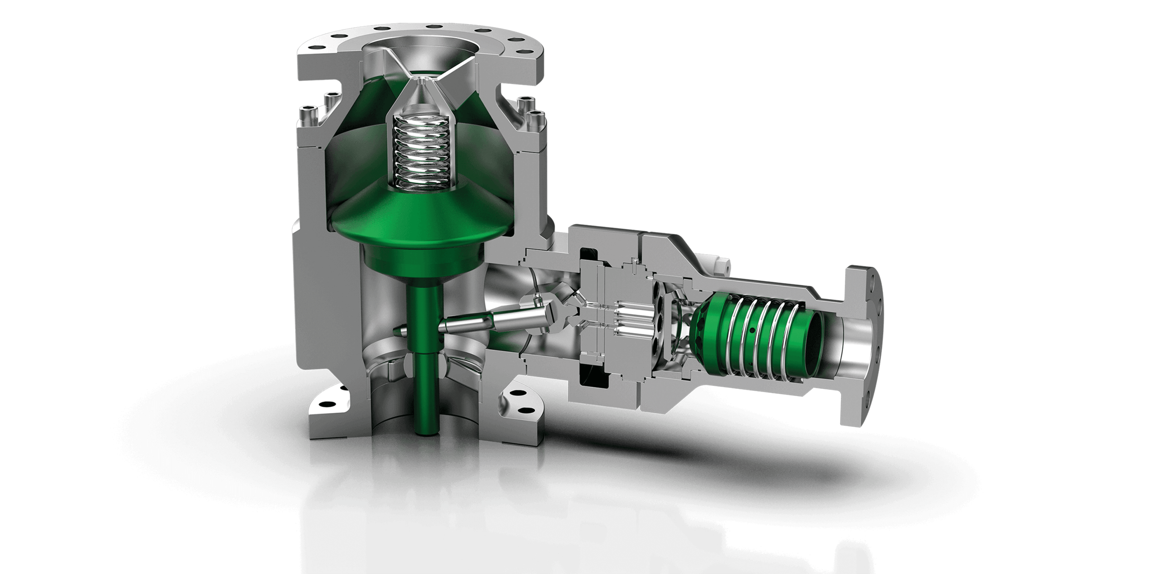 3D rendering of Schroeder Valves SSV 70–80 with non-return valve in the bypass