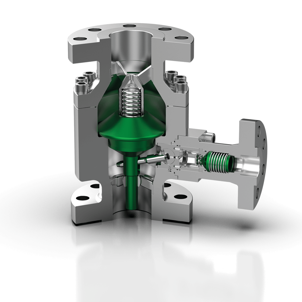 3D rendering of Schroeder Valves SSV18–20with non-return valve in the bypass SSV19 with high-pressure bypass SSV20 with enlarged bypass