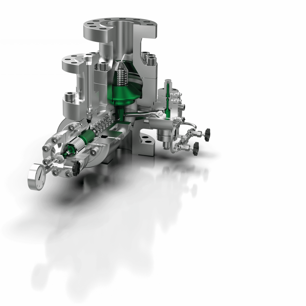 Technical 3D illustrations of the Schroeder Valves SMA-series valves